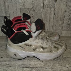 Jordan Kids' White and Black Sneakers with Red Accents